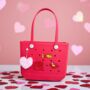 Ultimate Valentine’s Day Gift Set, Crocstyle Tote Bag, ‘Love’ Charms, Fluffy Heart Keyring, thumbnail 4 of 12