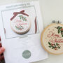 Four” Merry Christmas Wreath With Velvet Bow Beginner Embroidery Kit, Hand Embroidery, thumbnail 4 of 5