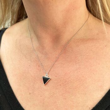 The Triangle Black Onyx Gemstone Necklace, Silver, 2 of 5