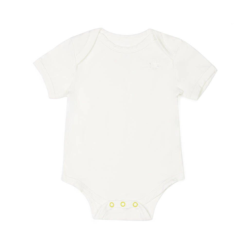 Winter White Eco Friendly Baby Body Suit By Elivia James