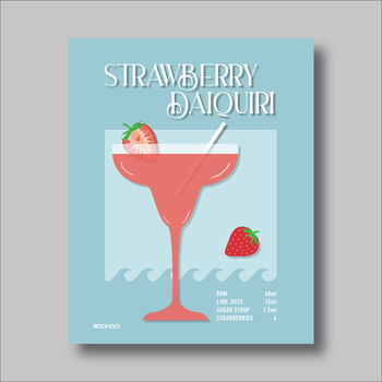 Strawberry Daiquiri Cocktail Print Four Colour Options, 6 of 8