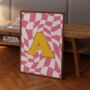 Letter Print Retro Check Pattern, thumbnail 4 of 5