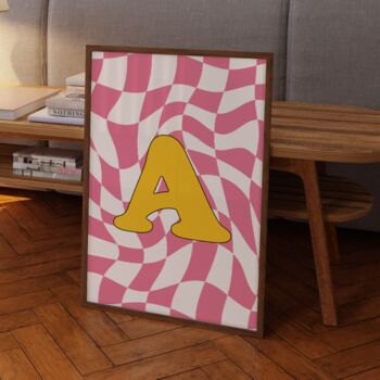 Letter Print Retro Check Pattern, 4 of 5