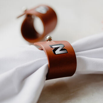 Monogrammed Leather Napkin Rings, 4 of 8