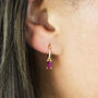 Baguette Birthstone Petite Hoop Earrings, thumbnail 5 of 12