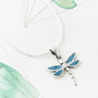 Dragonfly Turquoise Silver Necklace, thumbnail 2 of 10