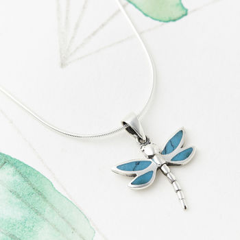 Dragonfly Turquoise Silver Necklace, 2 of 10