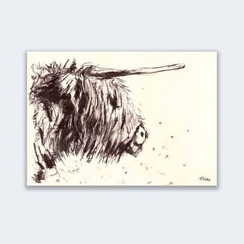 Highland Cow Original Charcoal Portrait, 2 of 3
