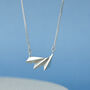 Sterling Silver Geometric Pendant Necklace. Fan Shape, thumbnail 5 of 5