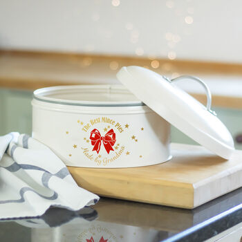 Personalised Red Ribbon Christmas Cake Tin, 3 of 5