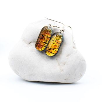 Fused Glass Drop Earrings In Autumn Colours, 3 of 12