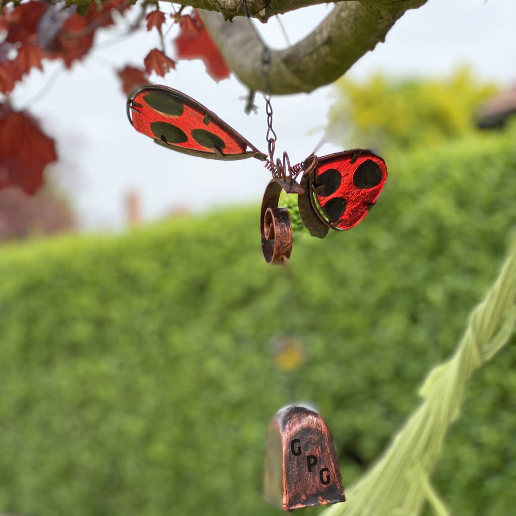 Monogrammed Ladybird Garden Windchime
