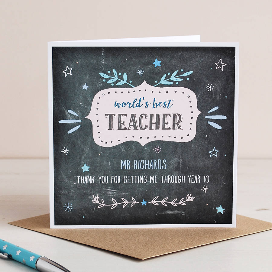 world's best teacher, personalised card by cloud 9 design ...