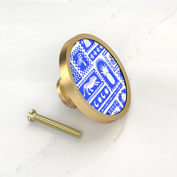 Blue Cabinet Door Knobs | Aztec Cupboard Door Pulls | For Drawers And Cabinet Doors. Available In Gold, Silver, Black And Antique Gold Base, 8 of 9