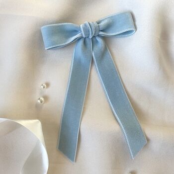 'Something Blue' Velvet Bridal Hair Bow, 5 of 5