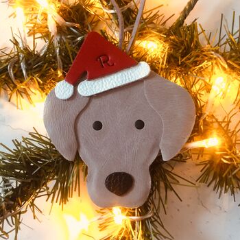 Weimaraner Christmas Decoration Leather Ornament Gift, 2 of 2