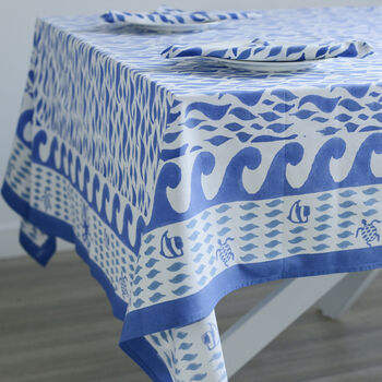 Blue And White Cotton Tablecloth, Seabreeze, 4 of 6