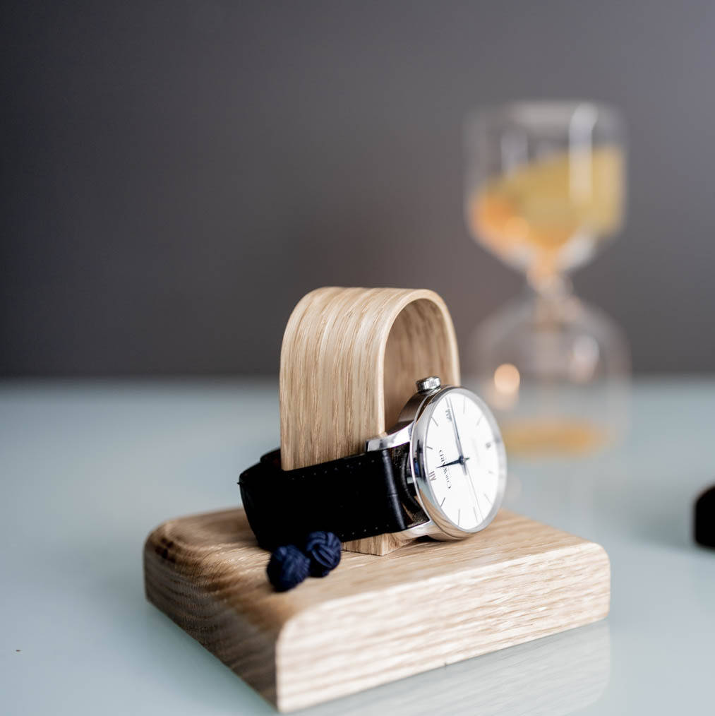 Luxury Oak Single Watch Stand Display Personalise, 1 of 3