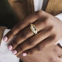 Geometric Cz Chunky Gold Ring In 18 K Gold Plated Vermeil, thumbnail 1 of 7