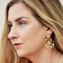 Rose Quartz, Aqua Chalcedony Gold Hoop Earrings, thumbnail 2 of 6