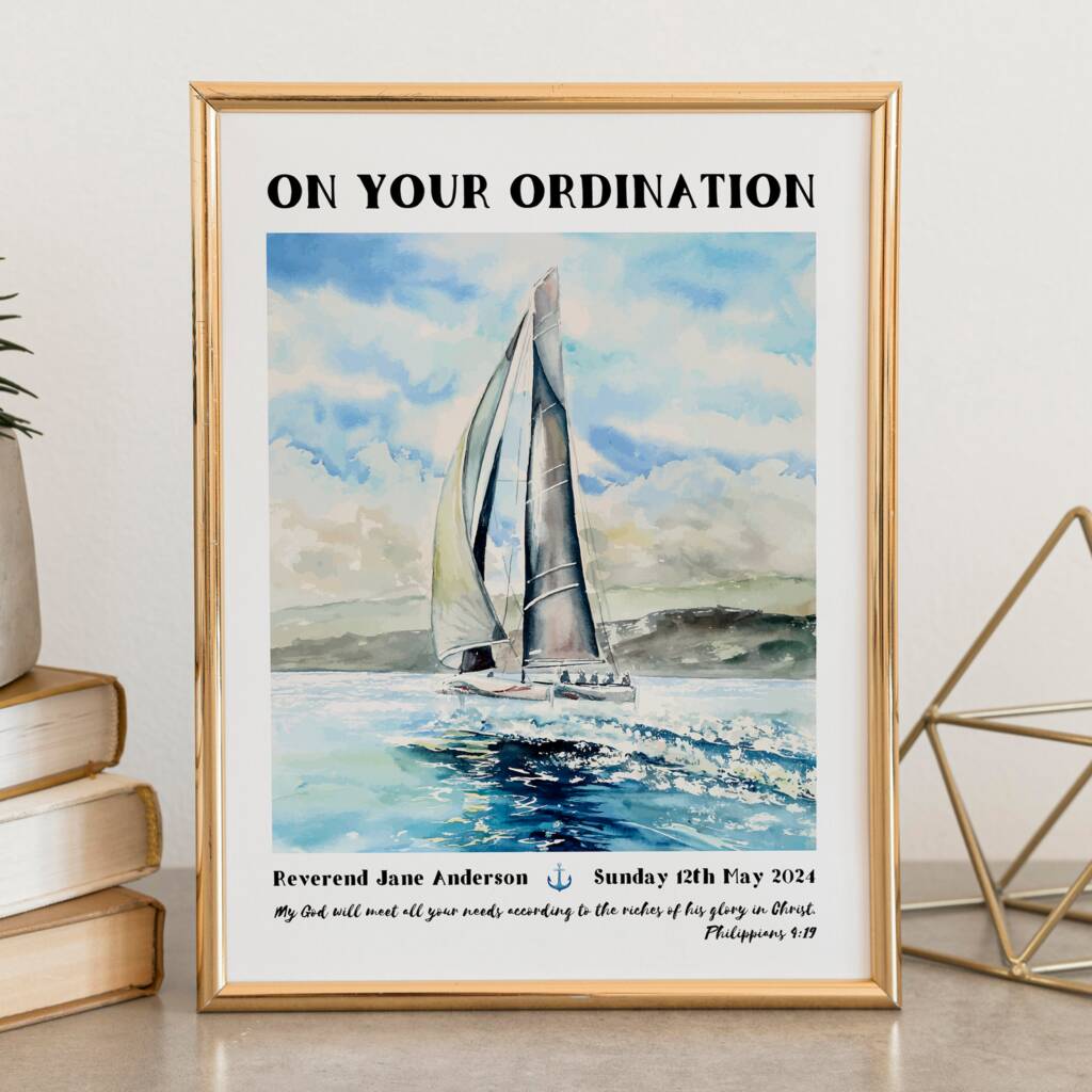 Personalised Ordination Sail Print Ordination Gift By Izzy & Pop