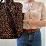 Dark Brown And Black Leopard Print Backpack, thumbnail 5 of 6