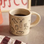 Handmade Ceramic Speckled Mug With Hand Painted Breakfast Illustration, thumbnail 2 of 8