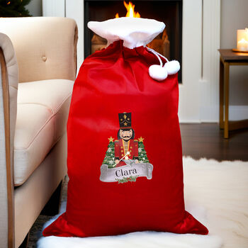 Personalised Red Nutcracker Christmas Sack, 2 of 4