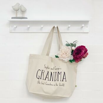 Personalised Organic Cotton Tote Bag For Grandma, 2 of 3