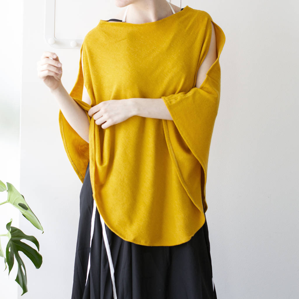 Personalised Open Shoulder Fine Knit Poncho By Studio Hop