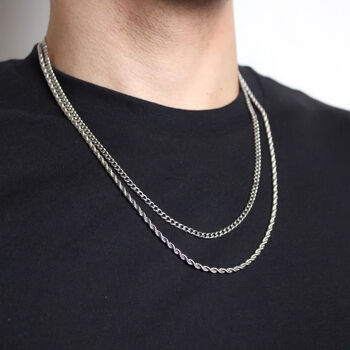 Mens Sterling Silver Flat Curb Chain Necklace, 4 of 10