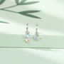 Sterling Silver Mismatched Moonstone Astronaut And Planet Charmed Hoop Earrings, thumbnail 3 of 11