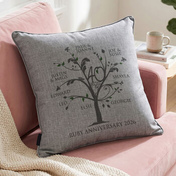 Personalised Ruby Anniversary Family Tree Cushion, 2 of 6