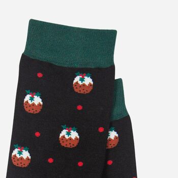 Men's Bamboo Socks Black Christmas Pudding, 3 of 3