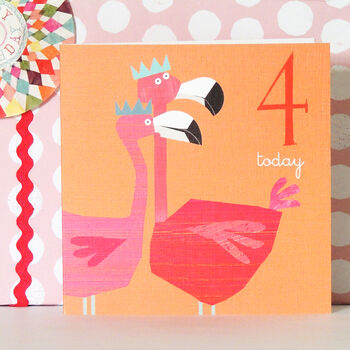 Flamingos 4th Birthday Card, 4 of 5