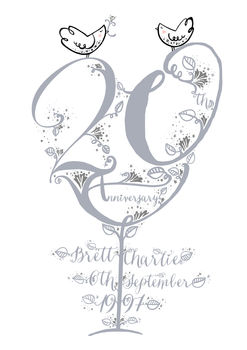 20th Anniversary Personalised Gift Print, 2 of 3