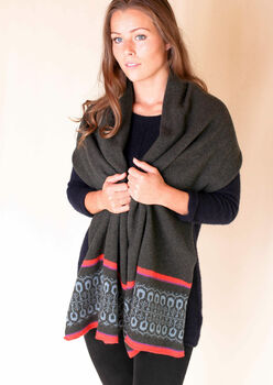 Soft Wool Patterned Wrap Scarf, 3 of 6