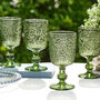Set Of Four Green Paisley Wine Goblets, thumbnail 1 of 7