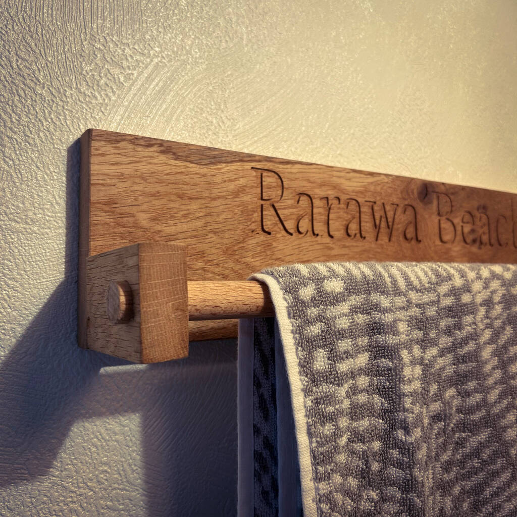 Engraved Bathroom Towel Rail Hanger By Grain Designs