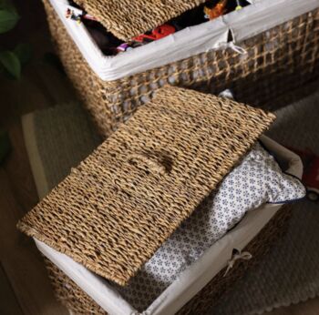 Natural Seagrass Lidded Storage Basket, 5 of 5