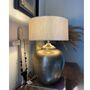 Deimas Lamp, Antique Brass Linen Shade, thumbnail 1 of 4