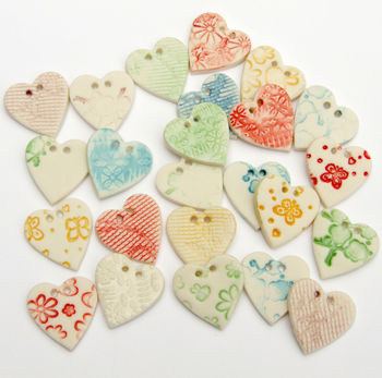 Five Porcelain Heart Buttons, 3 of 4