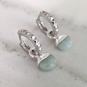 The Orb Aquamarine March Birthstone Earrings, Silver, 4 of 6