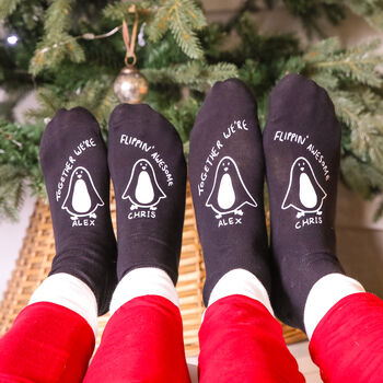 Personalised Flippin' Awesome Penguin Couple Socks, 2 of 4