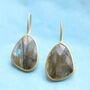 Large Gold Plated Labradorite Drop Earrings, thumbnail 5 of 6