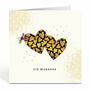Eid Mubarak Card With Gold Hearts In Cream And Black, thumbnail 1 of 3