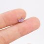 Amethyst Purple Cz Marquise Leaf Duo Barbell Earrings, thumbnail 5 of 10