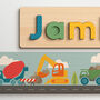 Personalised Construction Wooden Name Puzzle, thumbnail 2 of 6
