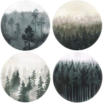 Set Of Four Forest Ceramic Coasters, 3 of 5