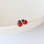 Sterling Silver Red Ladybird Earrings, thumbnail 6 of 7